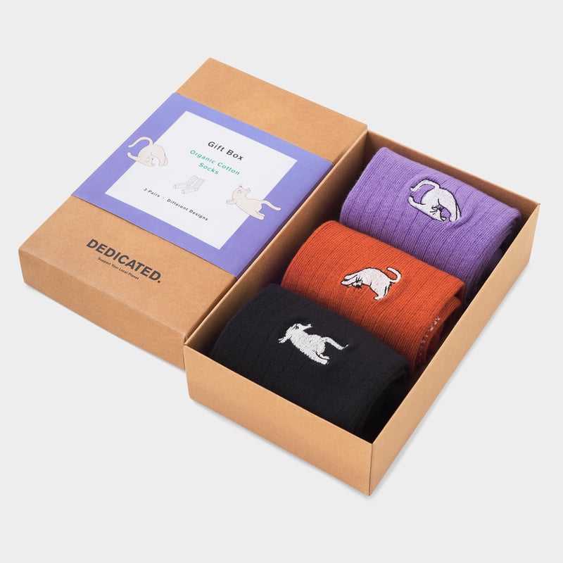 Rib Socks Knivsta Yoga Cats 3-pack
