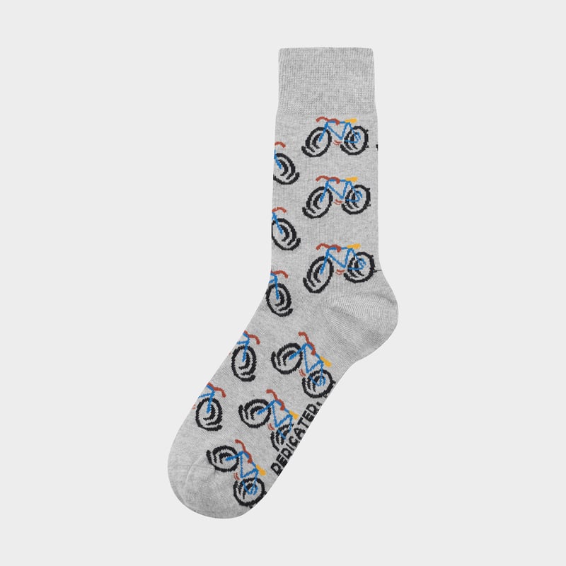 Socks Sigtuna Happy Bike AOP Grey Melange