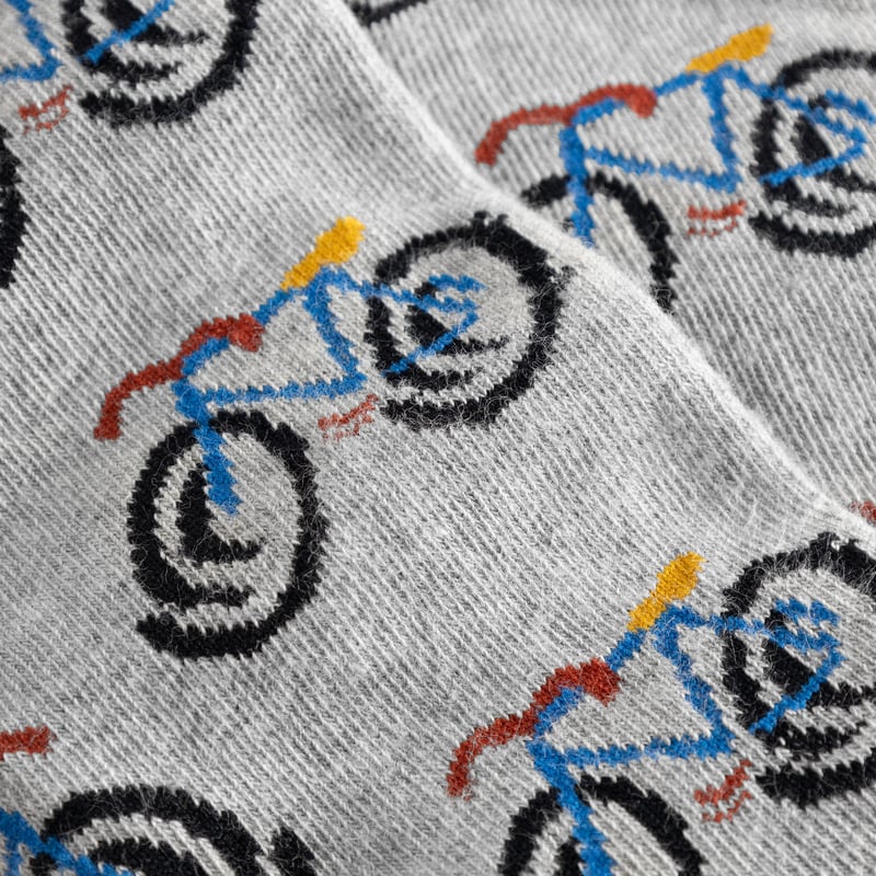 Socks Sigtuna Happy Bike AOP Grey Melange