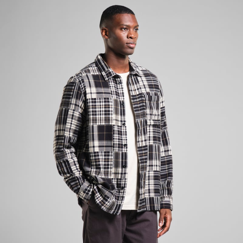 Shirt Rute Flannel Patchwork Black