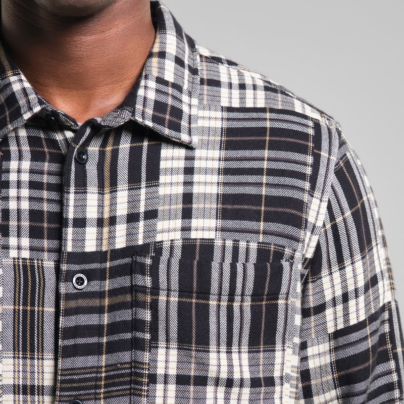 Shirt Rute Flannel Patchwork Black