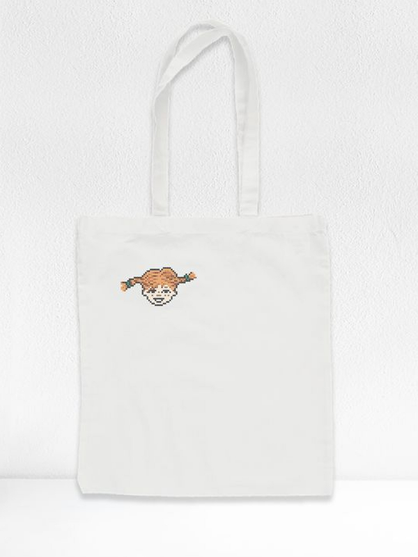 Embroidery set - Pippi Longstocking tote bag
