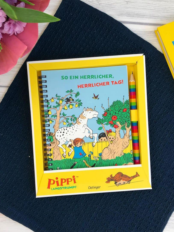 Anteckningsbok och penna Pippi tyska