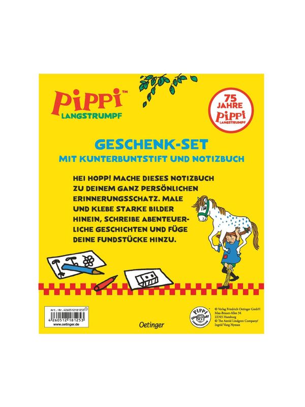 Anteckningsbok och penna Pippi tyska