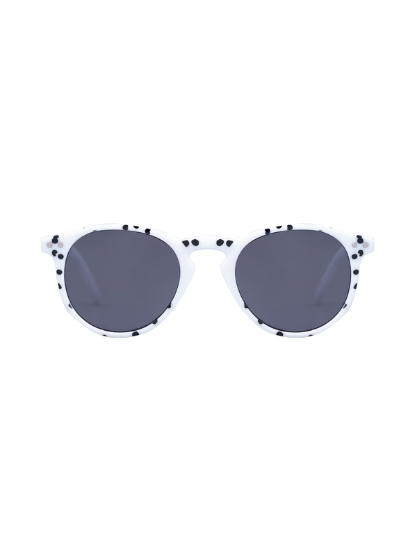 Sunglasses Round - White with black dots