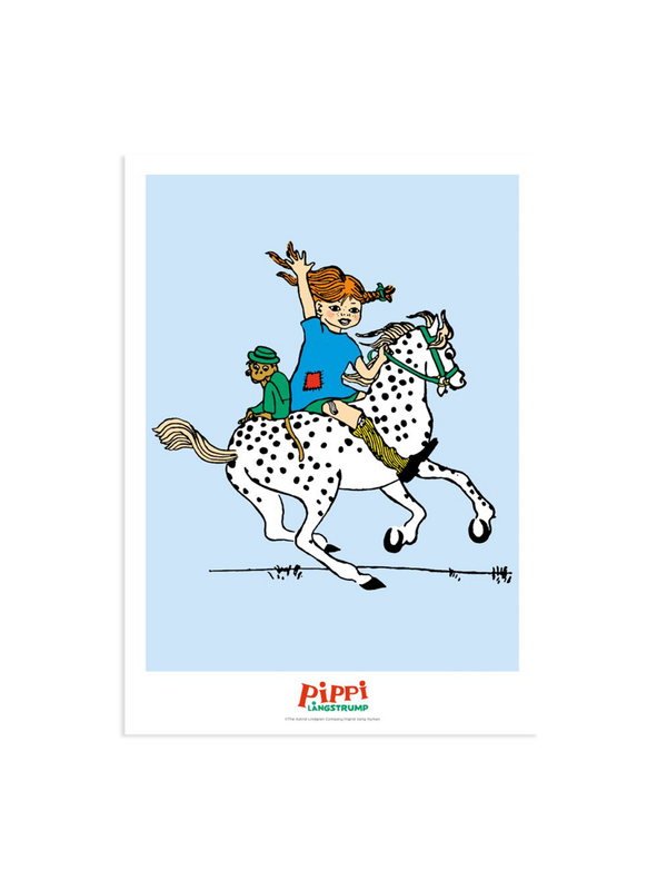 Poster Pippi Långstrump - Pippi rider