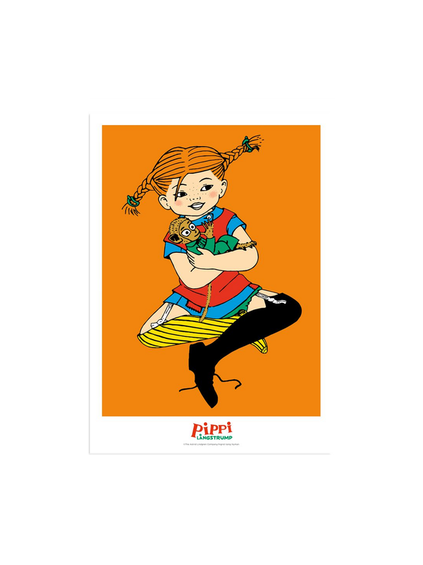 Poster Pippi Langstrumpf umarmt Herr Nilsson - 50x70 cm