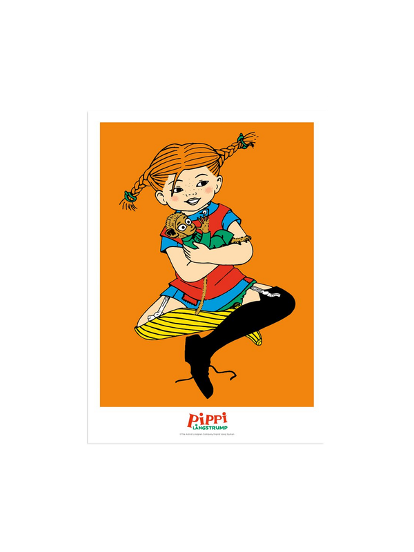 Poster Pippi Langstrumpf umarmt Herr Nilsson - 30x40 cm