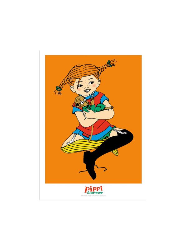 Poster Pippi Langstrumpf umarmt Herr Nilsson - 21x29.7 cm