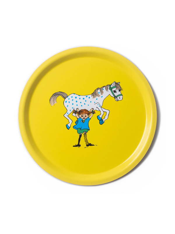 Tablett - Pippi stemmt ihr Pferd - Gelb