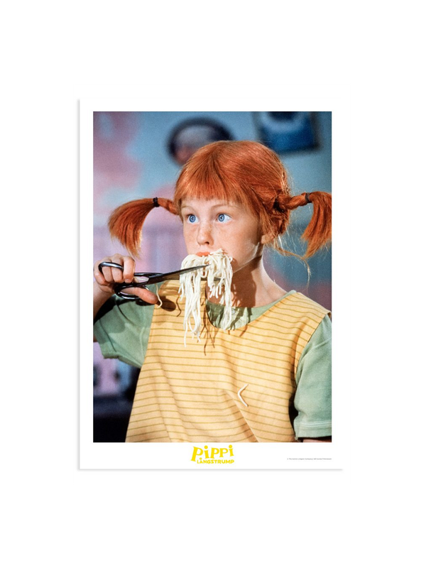 Poster Pippi Langstrumpf Spaghetti schneiden - 21x29,7 cm