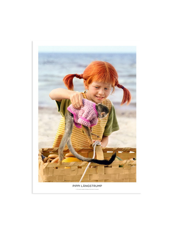 Poster Pippi Långstrump - Pippi och apan