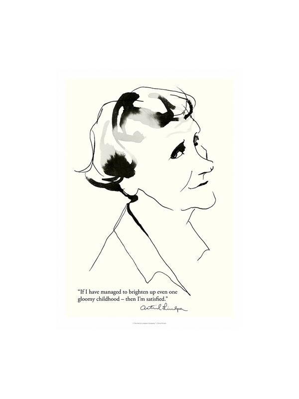 Poster Astrid Lindgren - Then I'm satisfied - 21x29,7 cm