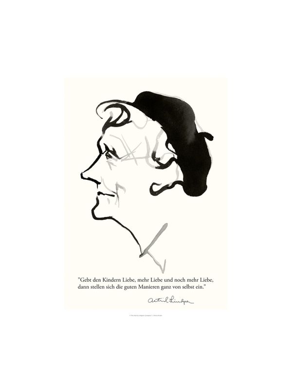 Poster Astrid Lindgren&#45;Gebt den Kindern Liebe 30x40cm&#45; Tyska