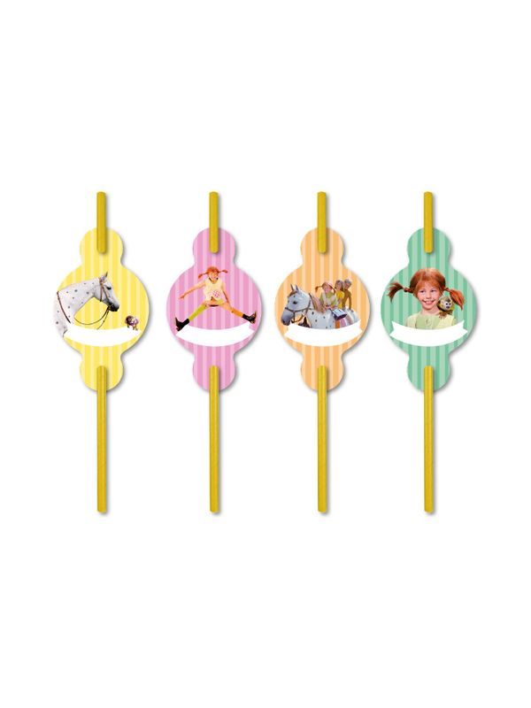 Straws with name stickers Pippi Longstocking