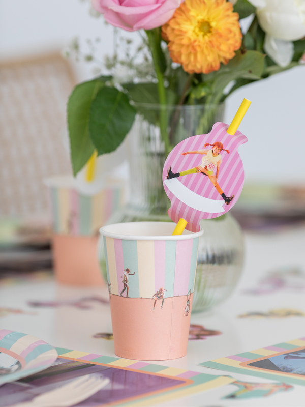 Straws with name stickers Pippi Longstocking