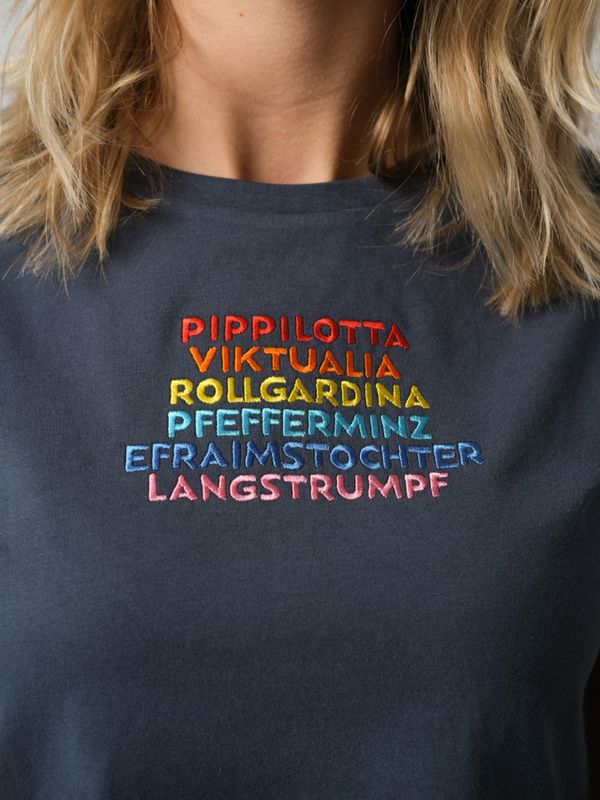 T-shirt Pippi Långstrump - Mörkblå- Tyska