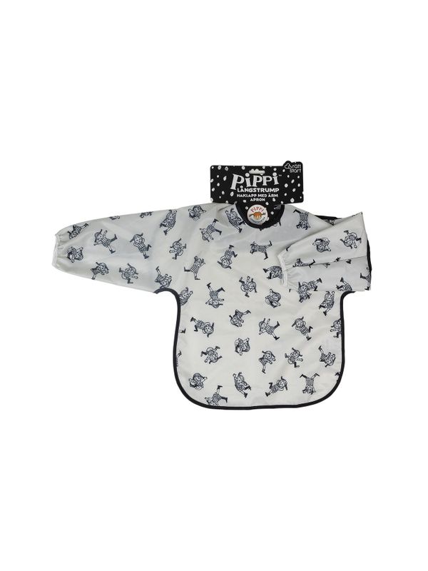 Bib with sleeves Pippi Longstocking - White/Black