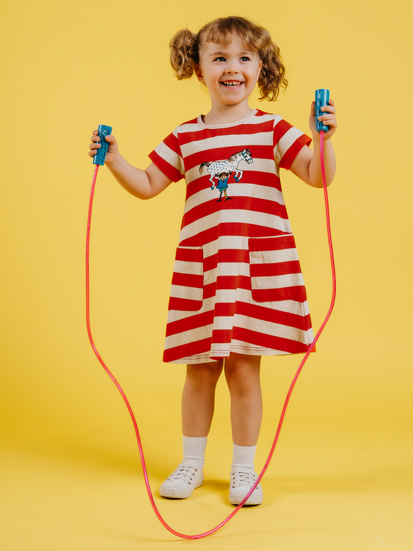 Dress Pippi Longstocking - red/white