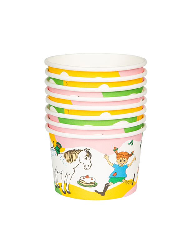 Pappbecher mit Pippi-Motiv 8er-pack