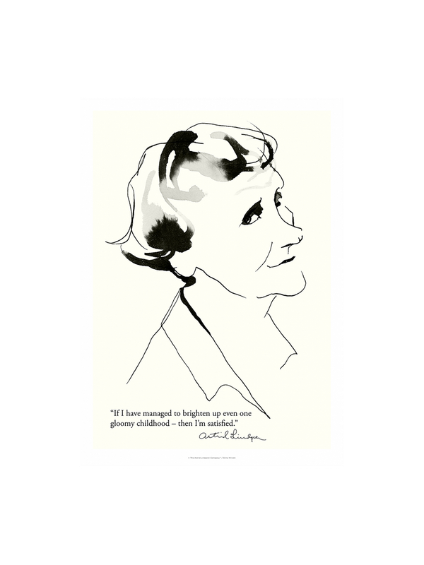 Poster Astrid Lindgren - Then I'm satisfied - 30x40cm