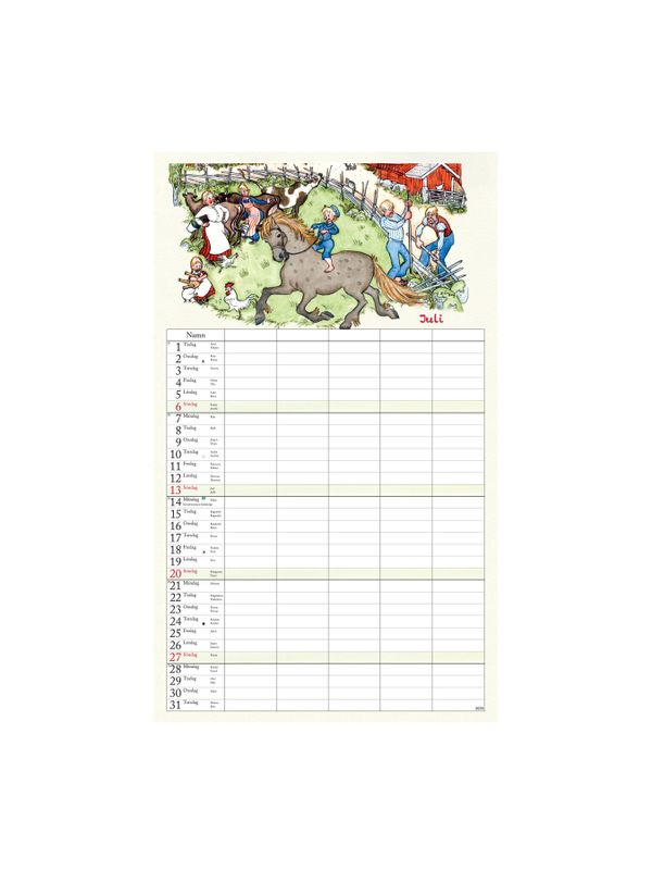 Buy Wall Calendar Astrid Lindgren Characters 2025 - Swedish