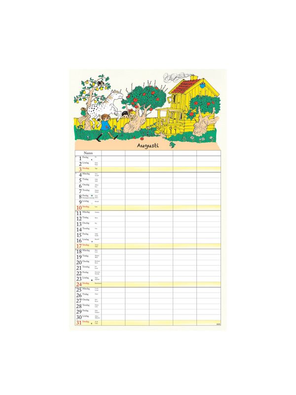 Buy Wall Calendar Astrid Lindgren Characters 2025 - Swedish