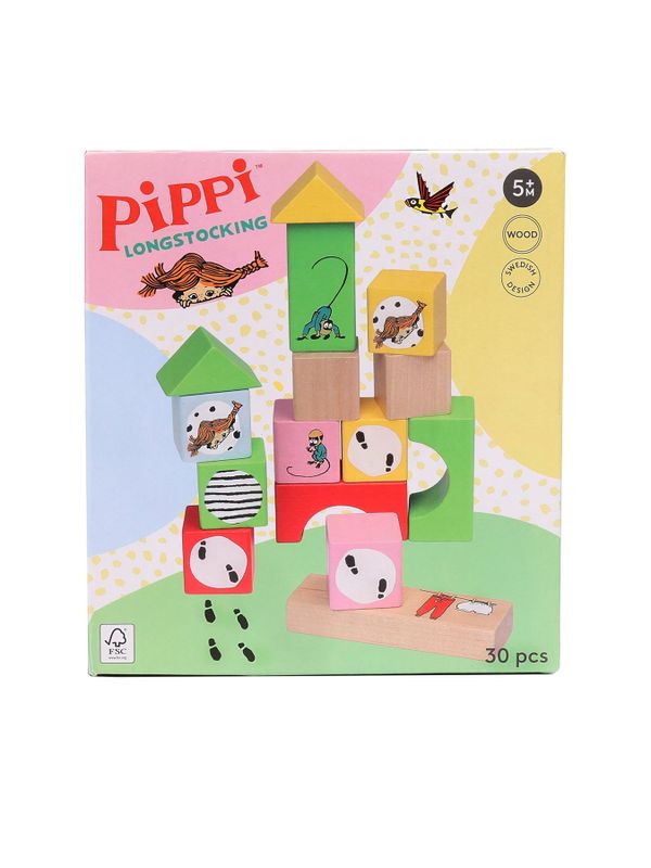 Pippi Långstrump Byggklossar i Trä - 30 st