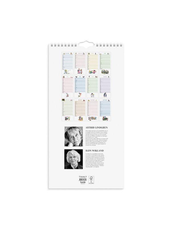 2025 Family Wall calendar with Astrid Lindgren characters - Swedish