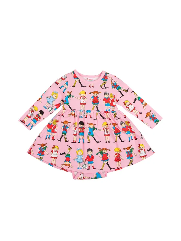 Baby-Body-Kleidchen mit Pippi - Rosa
