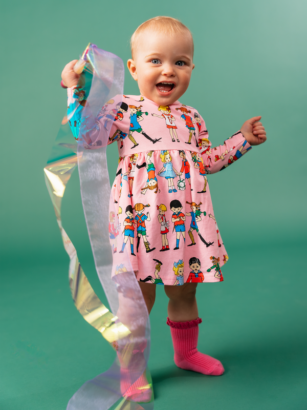 Baby-Body-Kleidchen mit Pippi - Rosa
