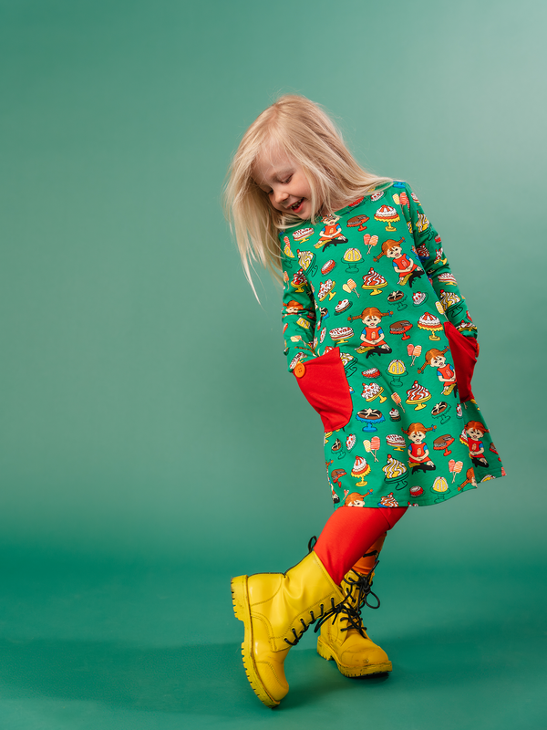 Klänning A-line Pippi Grön