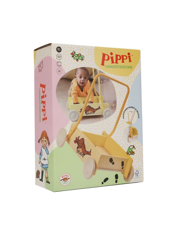 Pippi Longstocking Wooden Babywalker - Yellow