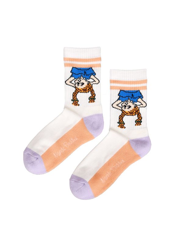 Retrostrümpfe für Damen Pippi Kopfüber - Apricot