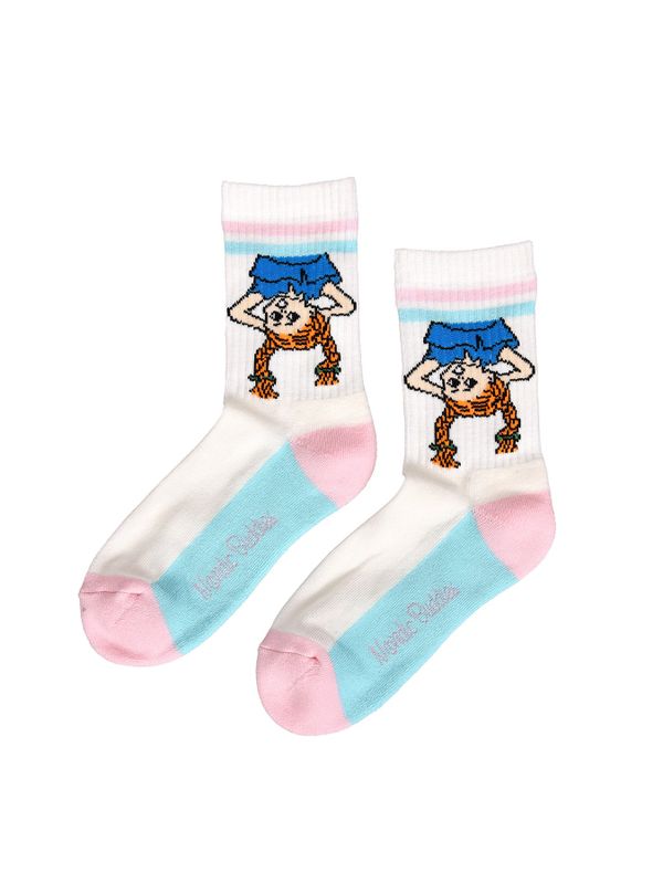 Retrostrümpfe für Damen Pippi Kopfüber - Rosa/Blau