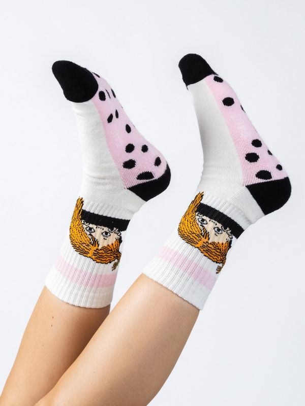 Retrostrumpor Peekaboo Pippi Dam - Vit/Lila
