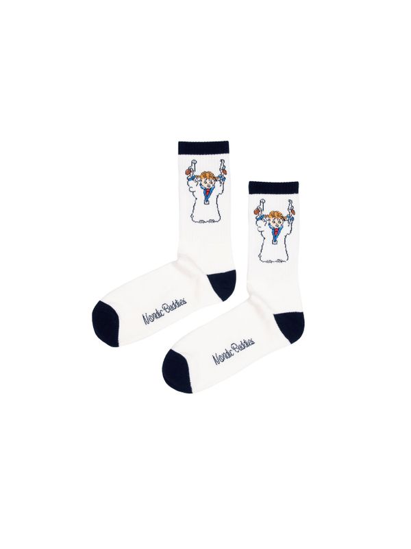 Retro-Socken Pippi Nachthemd Herren - Weiß/Schwarz