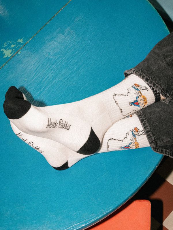 Retro-Socken Pippi Nachthemd Herren - Weiß/Schwarz