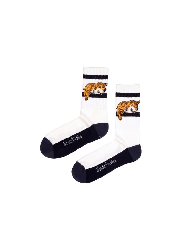 Retro-Socken Peekaboo Pippi Herren - Weiß/Schwarz