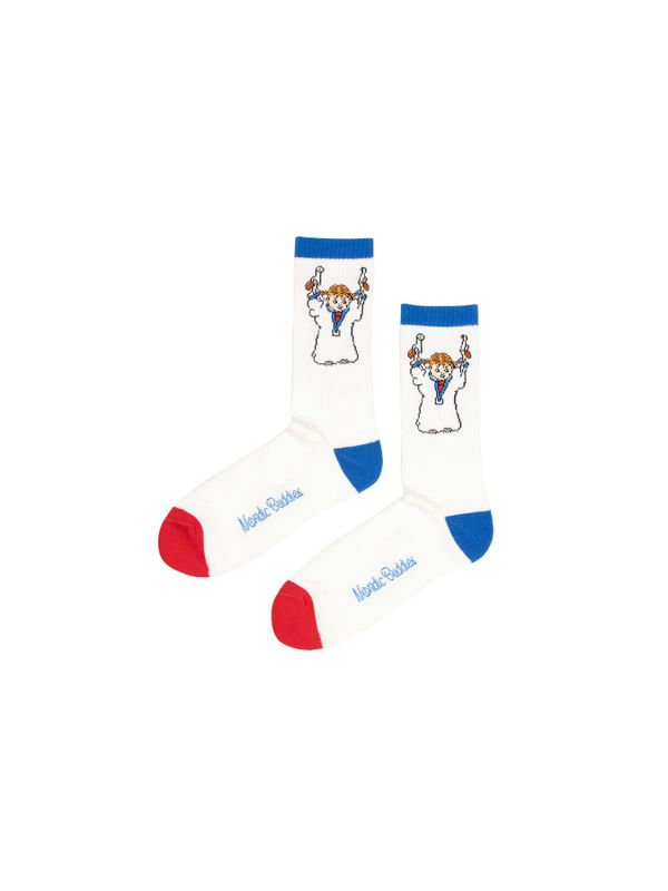 Retro-Socken Pippi Nachthemd Herren - Weiß/Blau