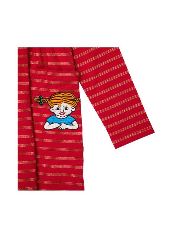Pippi Långstrump Röd Klänning med Guldränder - Baby