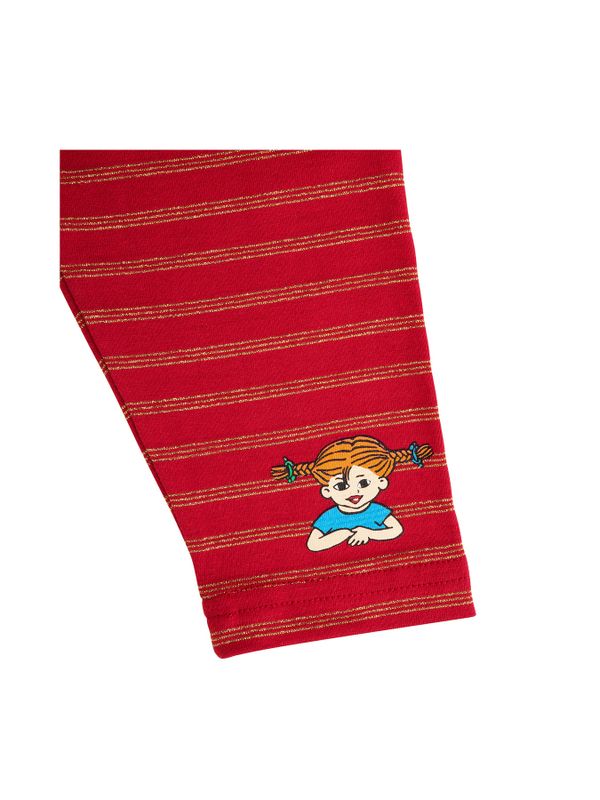 Pippi Långstrump Röda Leggings med Guldränder - Baby