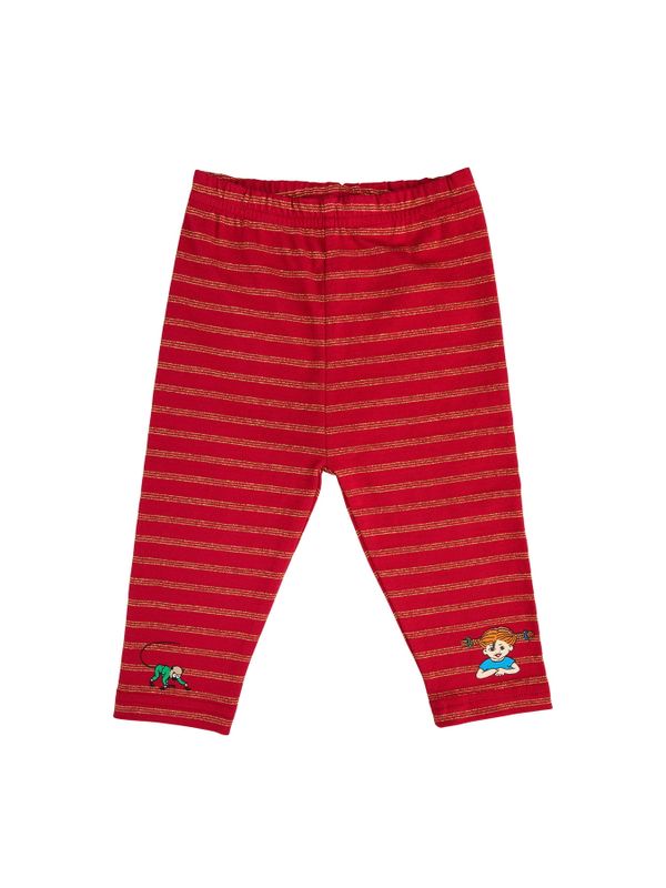 Pippi Långstrump Röda Leggings med Guldränder - Baby
