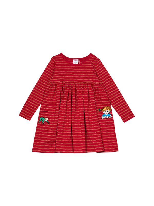 Kinderkleid Pippi Langstrumpf - Rot/Gold