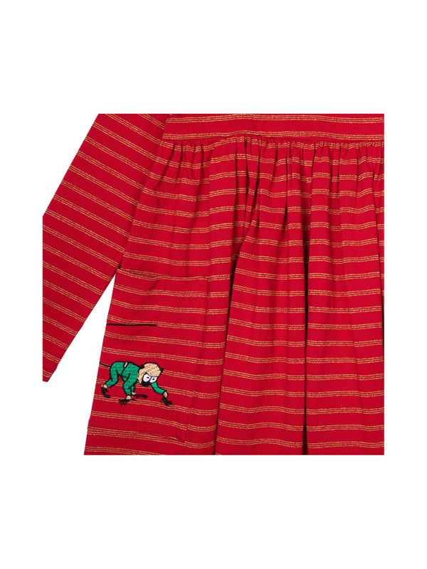 Kinderkleid Pippi Langstrumpf - Rot/Gold