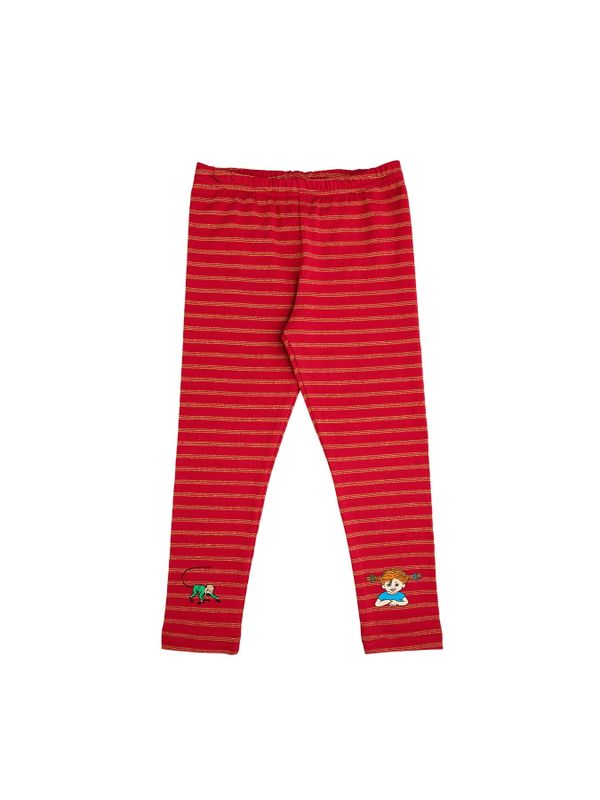 Pippi Longstocking Red Leggings with Gold Stripes