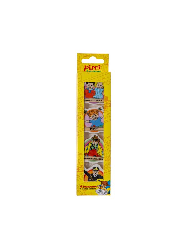 Pippi 4-Pack Erasers in Box – Multicolour