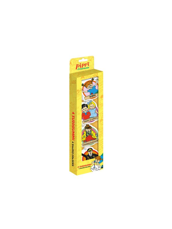 Pippi 4er-Pack Radiergummis in Box – Mehrfarbig