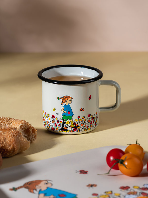 Pippi Långstrump Emaljmugg Be More Pippi Vit – 3,7 dl