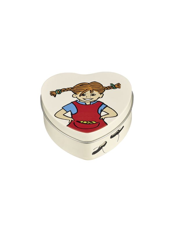 Pippi Longstocking Heart Shaped Tinbox - Beige